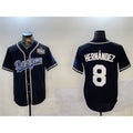 Los Angeles Dodgers #8 Enrique Hern¨¢ndez Black Puhics 2024 World Series Cool Base Stitched Jersey