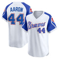 Atlanta Braves #44 Hank Aaron White Puhics Throwback Cooperstown Collection Limited Jersey