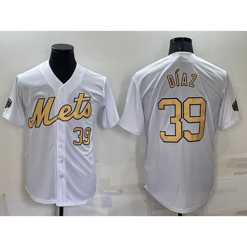 New York Mets #39 Edwin Diaz Number White Puhics 2022 All Star Stitched Cool Base Jersey