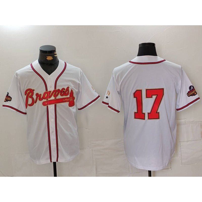 Atlanta Braves #17 Andy Messersmith White Gold Puhics World Series Champions Cool Base Stitched Jersey