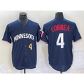 Minnesota Twins #4 Carlos Correa Number 2023 Navy Blue Puhics Cool Base Stitched Jersey
