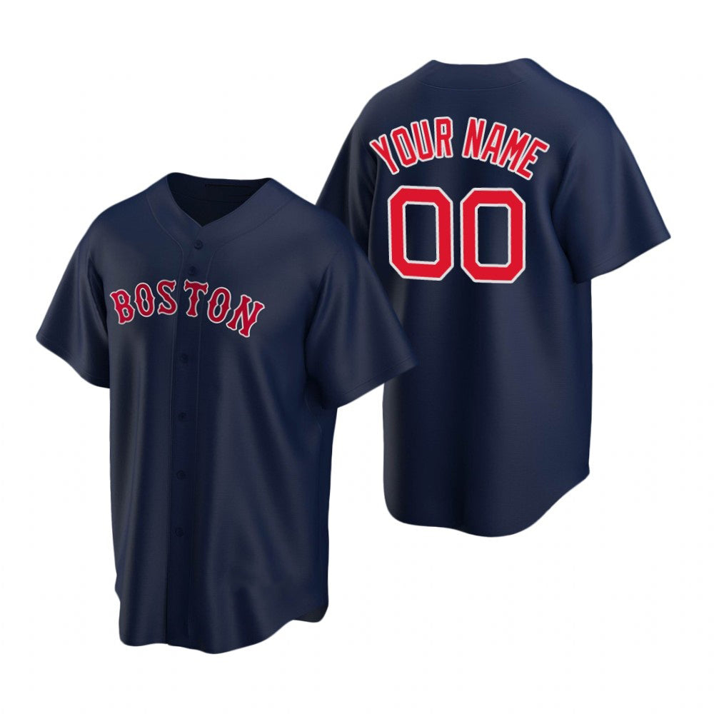 Custom Boston Red Sox Navy Puhics Stitched Cool Base Jersey